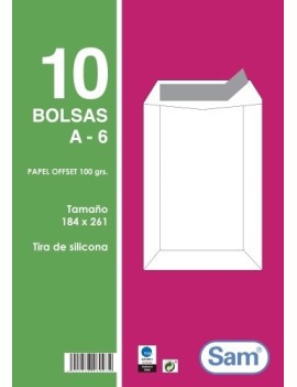 BOLSA SAM 184x261 BLANCO 100g PAQ.10