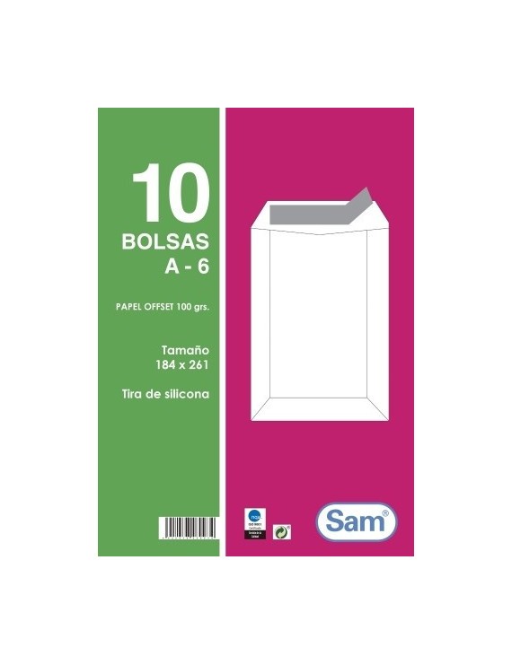 BOLSA SAM 184x261 BLANCO 100g PAQ.10