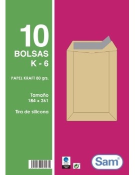 BOLSA SAM 184x261 KRAFT 80g PAQ.10