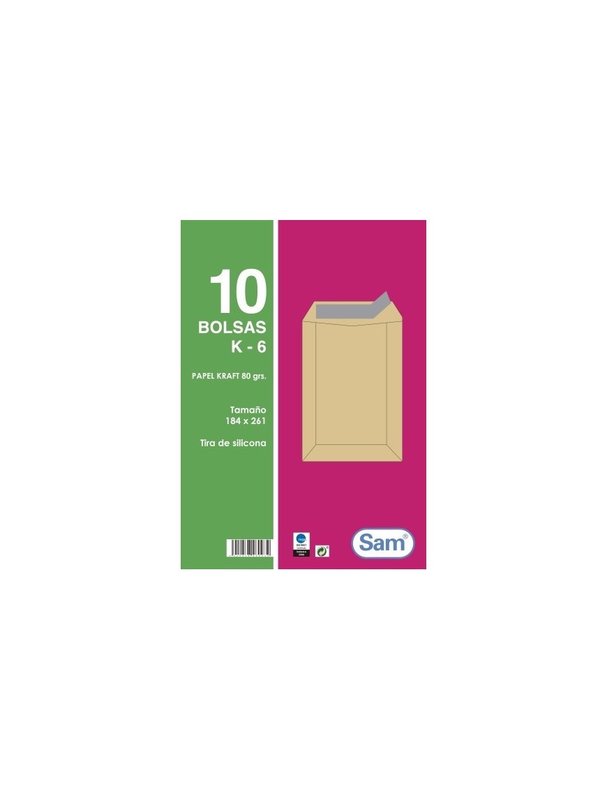 BOLSA SAM 184x261 KRAFT 80g PAQ.10