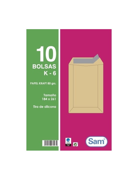 BOLSA SAM 184x261 KRAFT 80g PAQ.10
