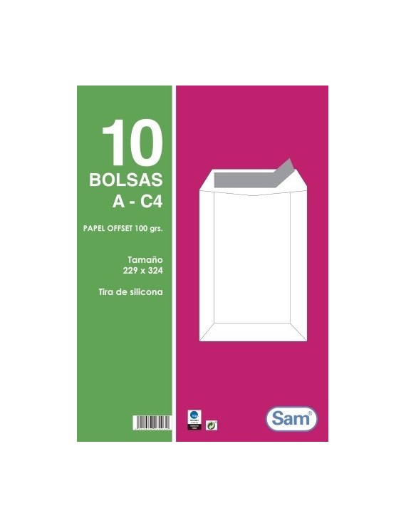 BOLSA SAM 229x324 BCO. 100g PAQ.10