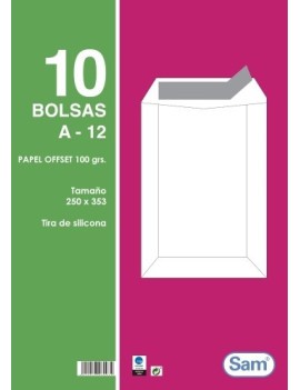 BOLSA SAM 250x353 BLANCO 100g PAQ.10