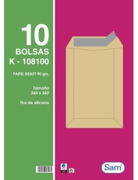 BOLSA SAM 260x360 KRAFT 90g PAQ.10