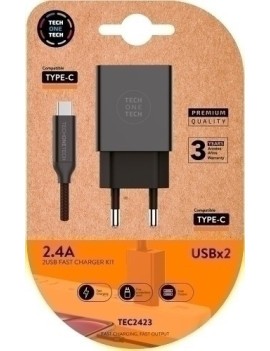 Cargador Doble + Cable Usb-C Tech One