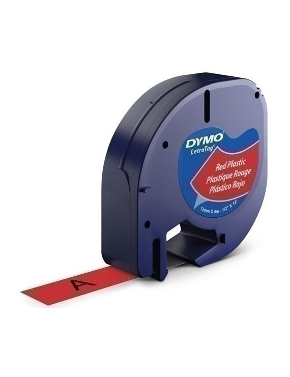 Cinta Rot.Dymo Letratag Plast.Ng.S/Rojo