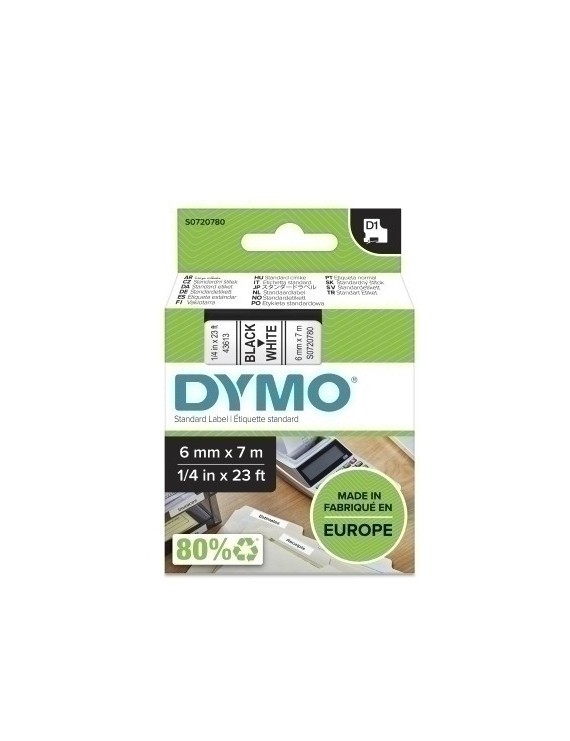 Cinta Rot.Dymo Lm D1 7M  6 Negr.S/Blanco