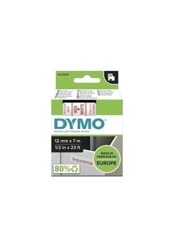 Cinta Rot.Dymo Lm D1 7M 12 Rojo S/Blanco