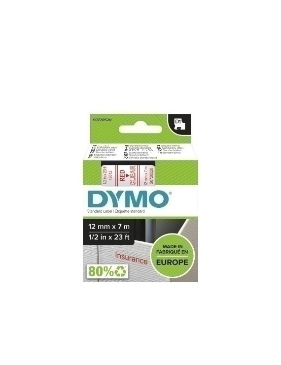 Cinta Rot.Dymo Lm D1 7M 12 Rojo S/Transp