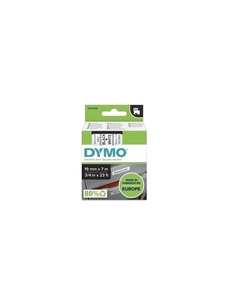 Cinta Rot.Dymo Lm D1 7M 19 Negr.S/Blanc