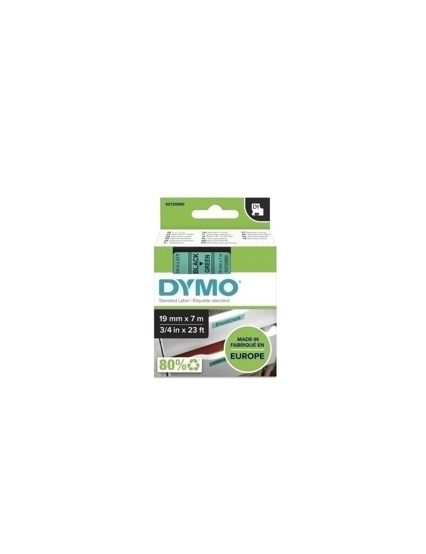 Cinta Rot.Dymo Lm D1 7M 19 Negr.S/Verde