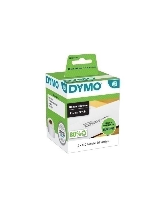 Etiq.Dymo Lw  28X89Mm Pack 2 Rl.130 Dir.