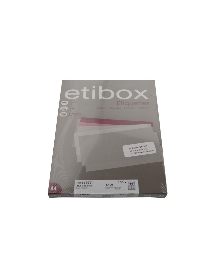 Etiquetas Adh.Impr. Etibox A4 Blanca Caj