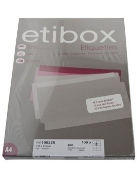 Etiquetas Adh.Impr. Etibox A4 Blanca Caj