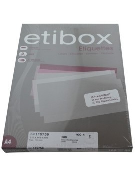 Etiquetas Adh.Impr. Etibox A4 Blanca Caj