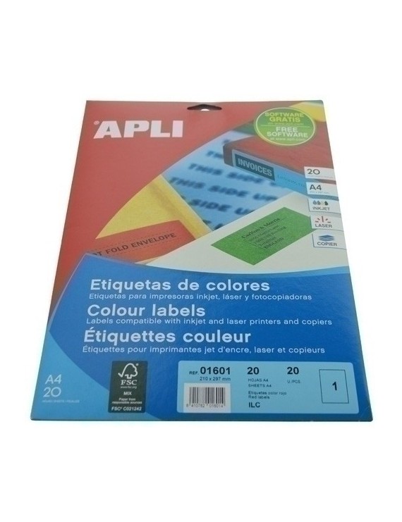 Etiq.Imp.Apli 01601 20H A4 Rojo 210X297