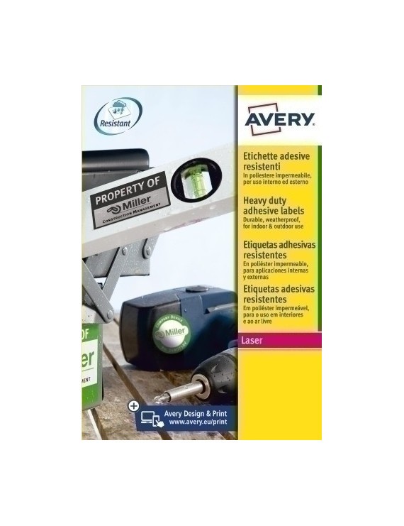 Etiq.Imp.Avery L6008 20H A4 Plata 25,4X1