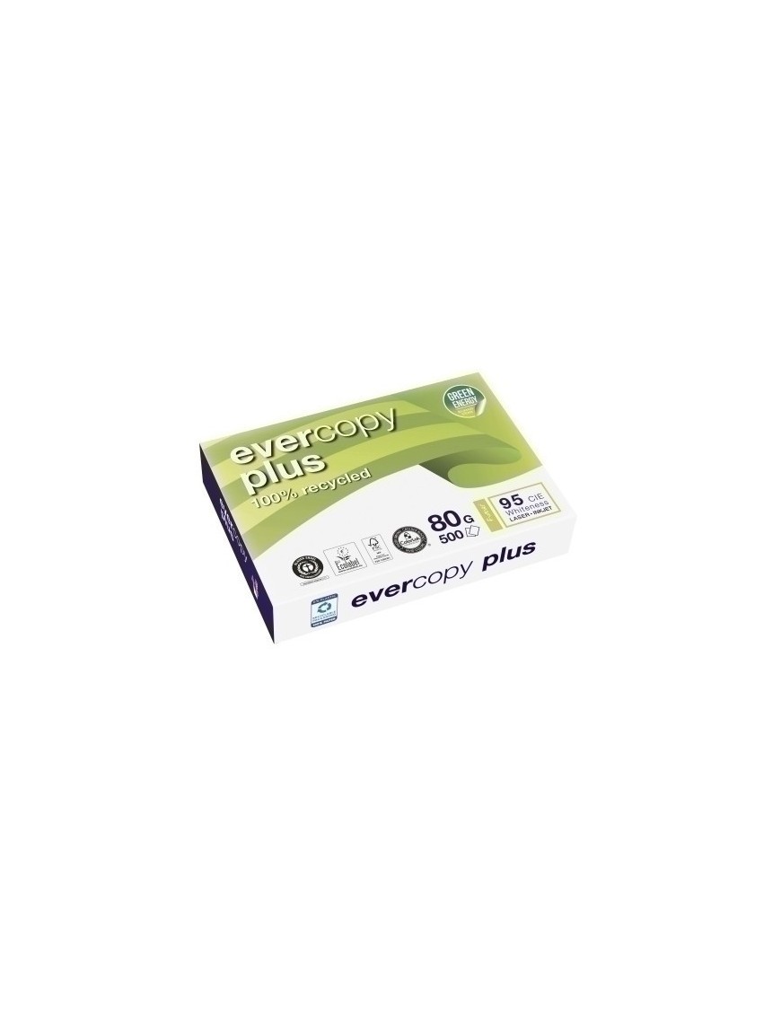 Papel Recicl. A4 Evercopy Plus 80G 500H