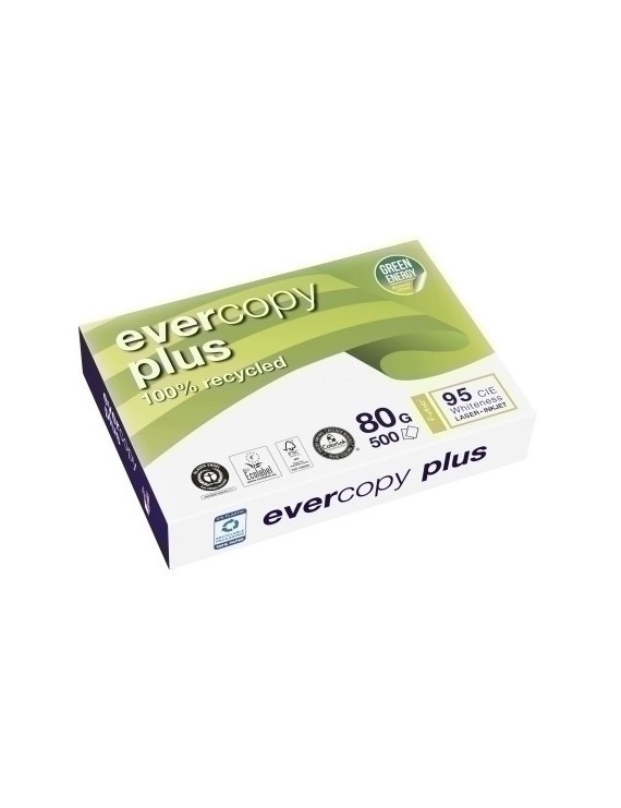 Papel Recicl. A4 Evercopy Plus 80G 500H