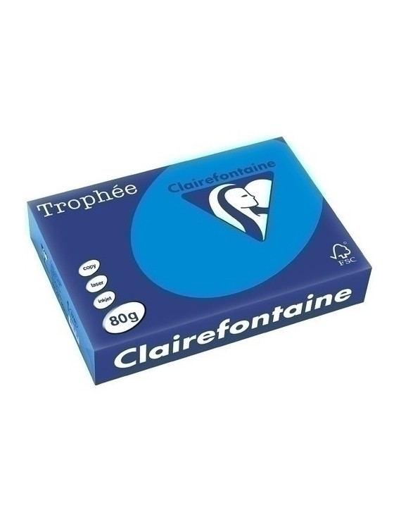 Papel Color A4 Trophee 80G 500H Azul Tur