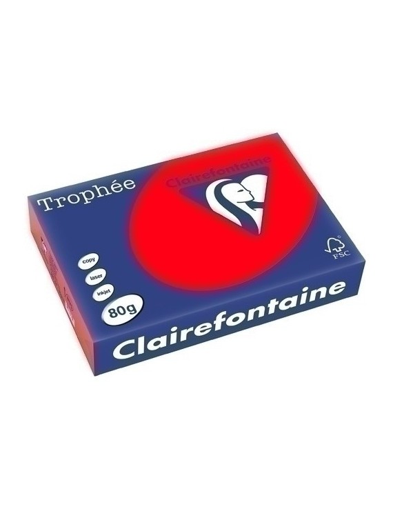 Papel Color A4 Trophee 80G 500H Rojo Cor