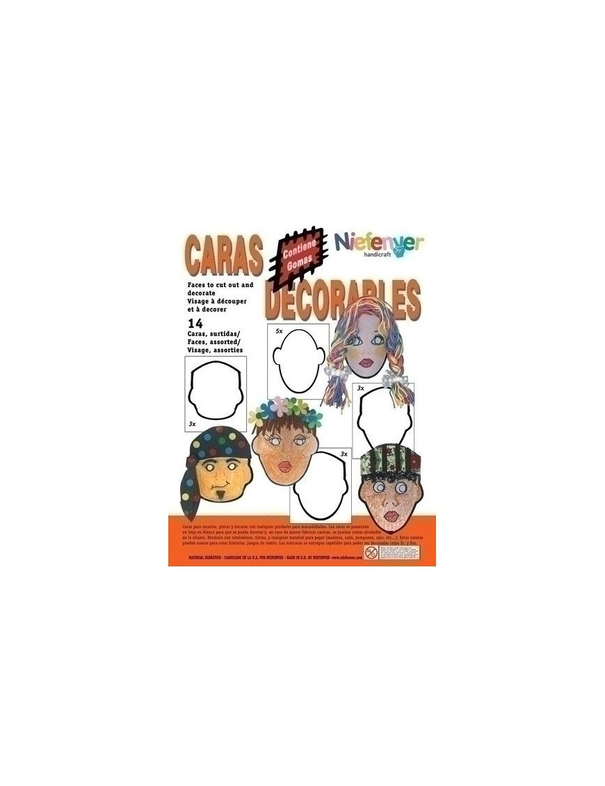 Careta Cart. Caras Decorables Pack 14