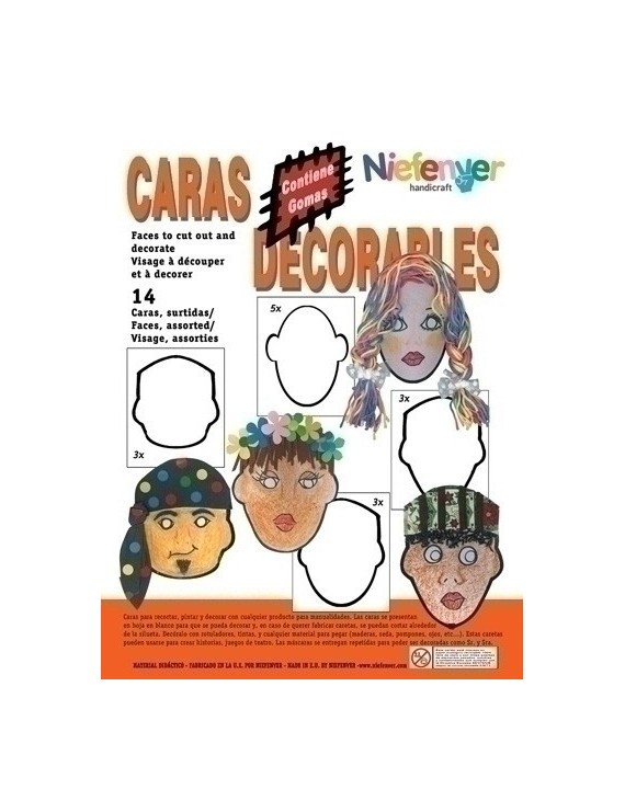 Careta Cart. Caras Decorables Pack 14
