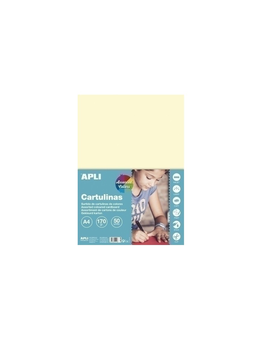 Cartulina A4 170Gr. 50 Ud. Col. Pastel