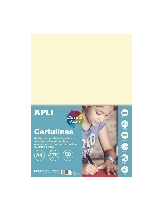 Cartulina A4 170Gr. 50 Ud. Col. Pastel