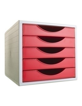 Modulo 5 Cajones Gris/Rojo