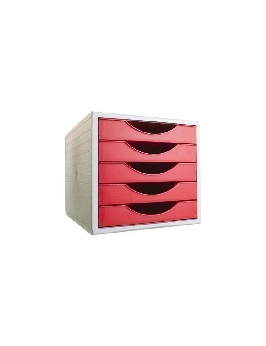 Modulo 5 Cajones Gris/Rojo