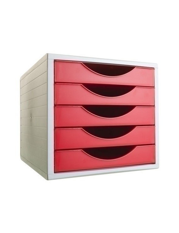 Modulo 5 Cajones Gris/Rojo