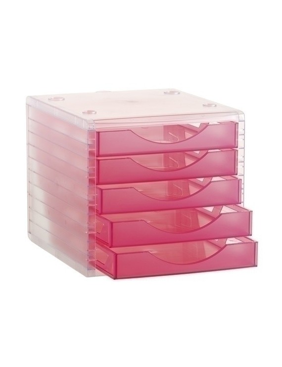 Modulo 5 Cajones Cristal/Fucsia