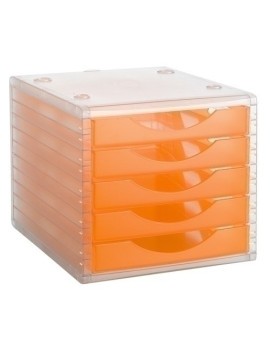 Modulo 5 Cajones Cristal/Naranja