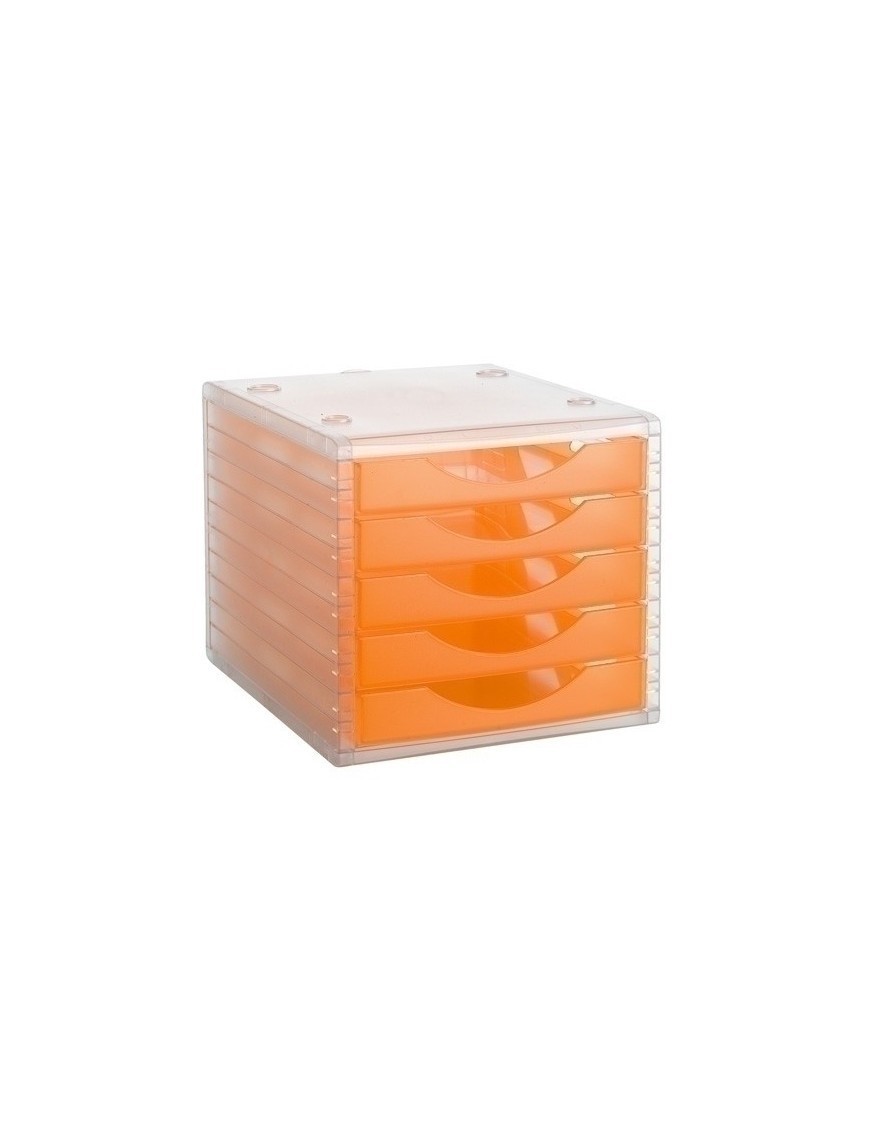 Modulo 5 Cajones Cristal/Naranja