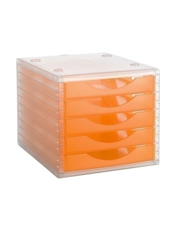 Modulo 5 Cajones Cristal/Naranja