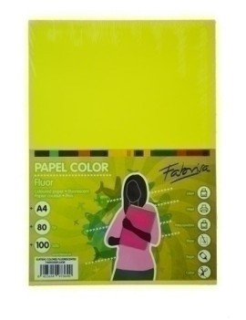 Papel Color Fabrisa A4 80G 100H Surt.Flu