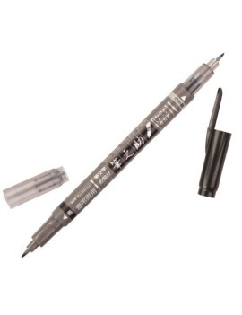 Rotul.Tombow Fudenosuke Twin Negro/Gris