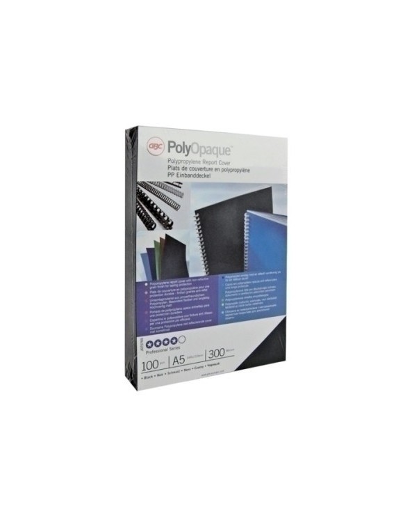 Tapa De Encuadernar Gbc A4 0,3 Mm Pp Op.Negro (Polycover) Caja De 100