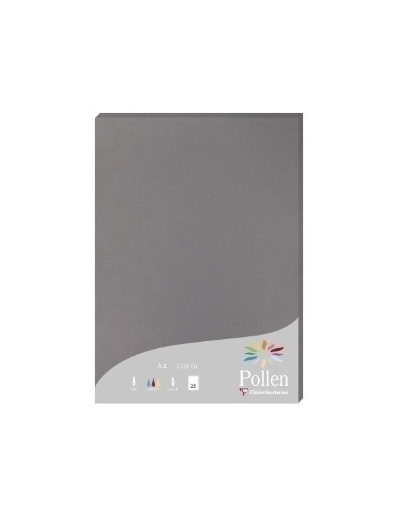 Papel Clairefontaine Pollen A4 25H Gris