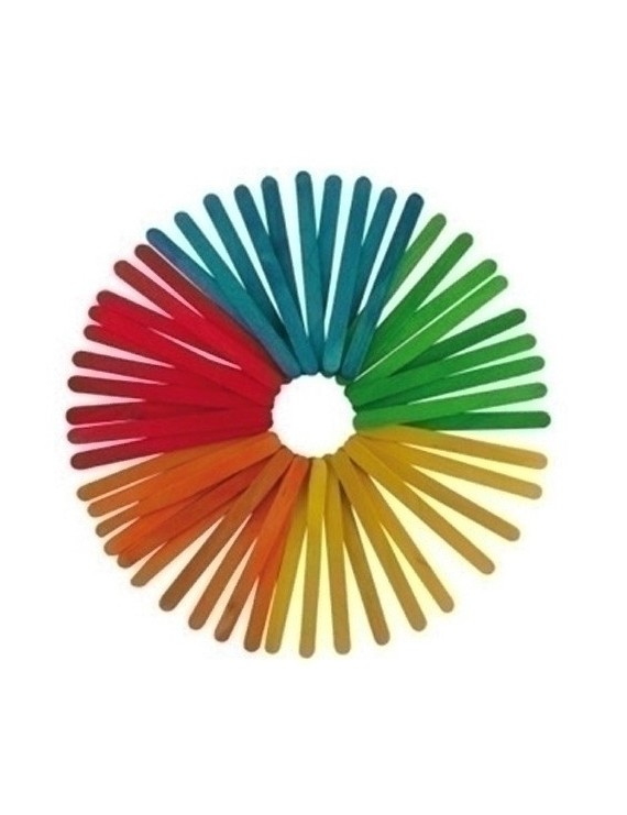 Palillos Planos Colores 11,4Cm. Pack 50