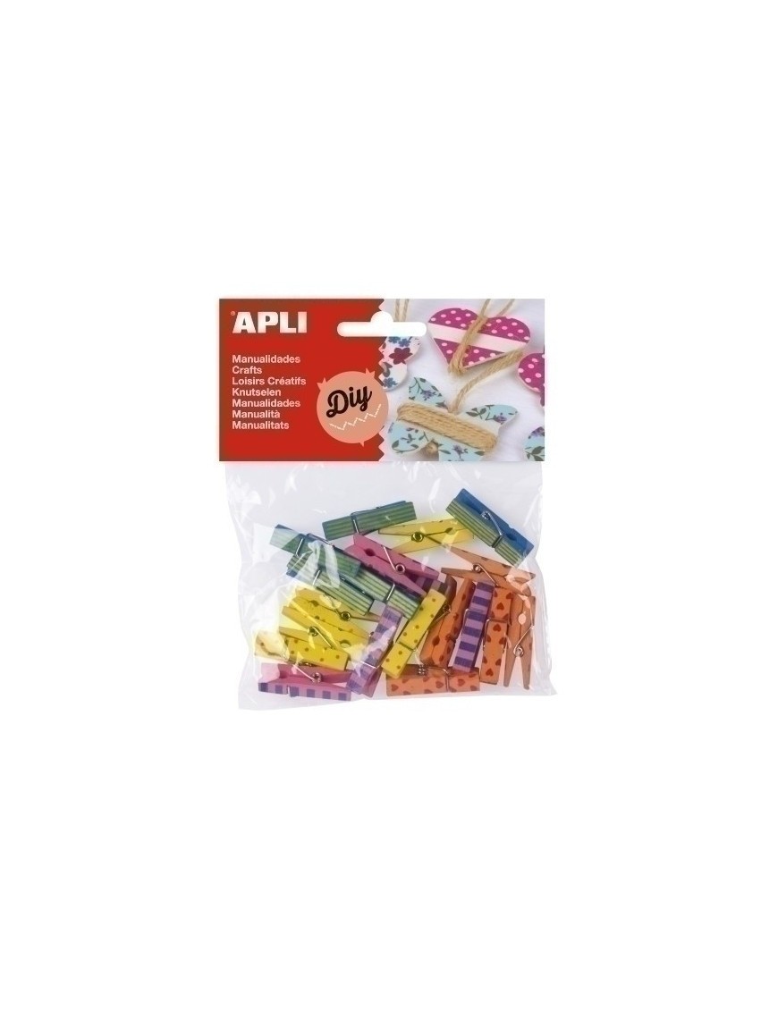Pinzas Apli Madera Colores B/20