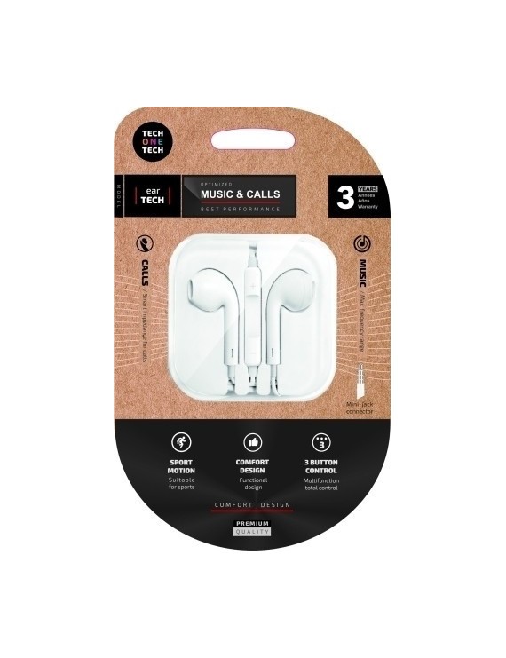 Auriculares Techone Boton Mini Jack Blan