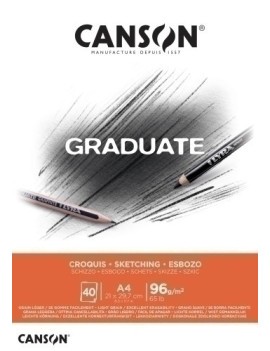 Bloc De Dibujo Canson Graduate Croquis Fino (Encolado) 96G A4 40H