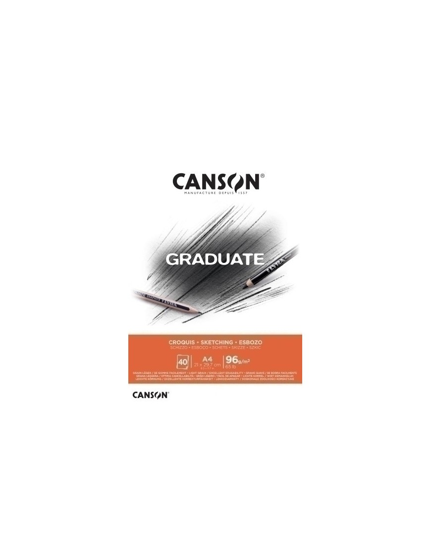 Bloc De Dibujo Canson Graduate Croquis Fino (Encolado) 96G A4 40H