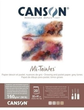 Bloc De Dibujo Canson Mi-Teintes Tonos Grises (Encolado) 160G 32X41 30H