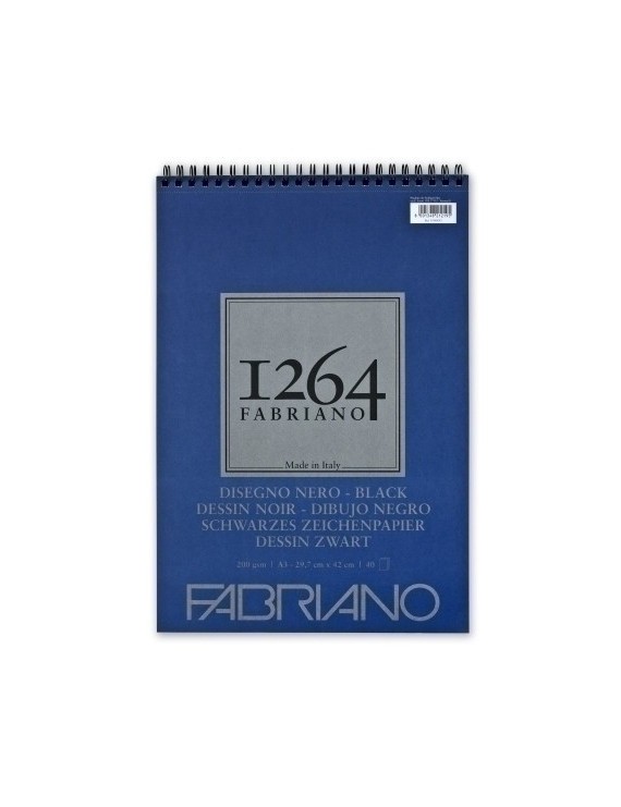Bloc De Dibujo Fabriano 1264 Black Drawing Rugoso (Espiral Lado Corto) 200G A3 40H