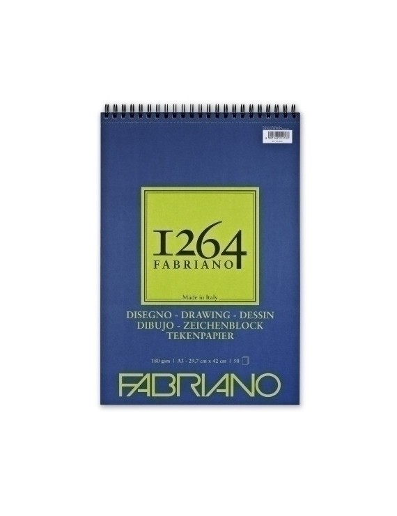 Bloc De Dibujo Fabriano 1264 Drawing Grano Natural (Espiral Lado Corto) 180G A3 50H
