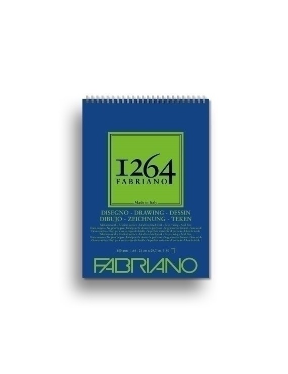 Bloc De Dibujo Fabriano 1264 Drawing Grano Natural (Espiral Lado Corto) 180G A4 50H