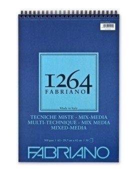 Bloc De Dibujo Fabriano 1264 Mix Media Tec. Mixtas (Secas Y Humedas) Grano Natural (Espiral Lado Corto) 300G A3 30H